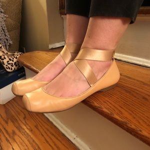 Jessica Simpson Nude Lace Up Flats, Size 8.5